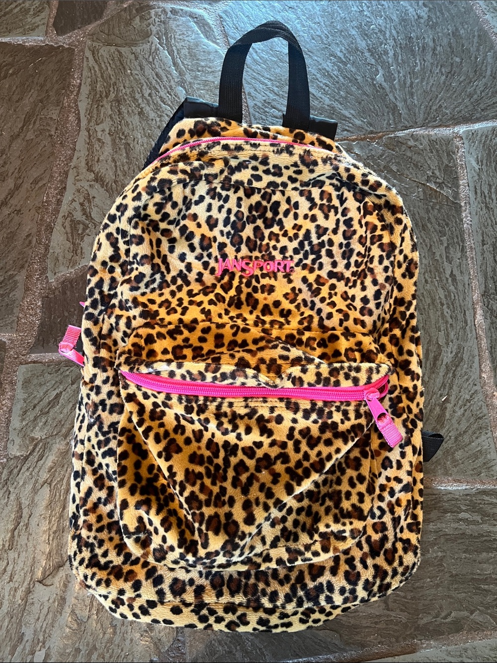 Jansport Leopard Print Kids Backpack with Pink Accents